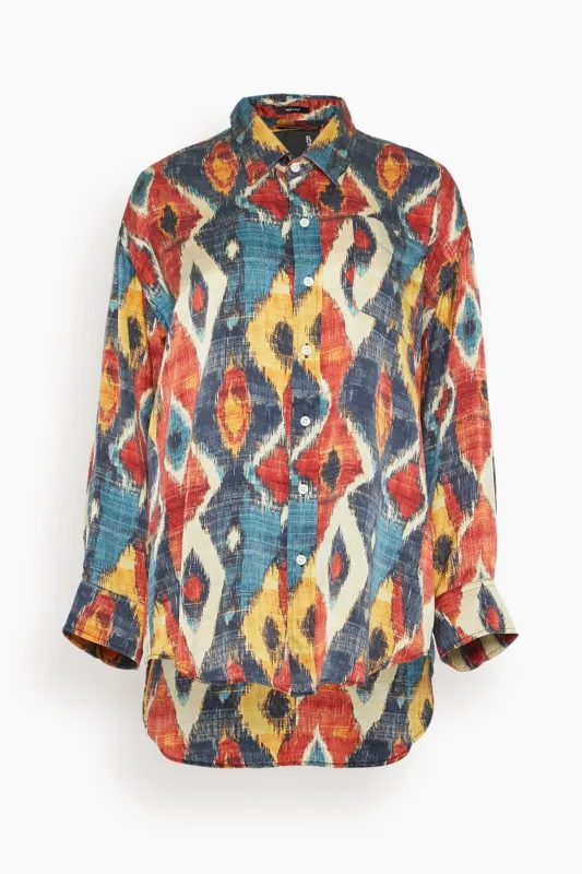 Drop Neck Shirt in Red Multicolor sold by Hampden Clothing