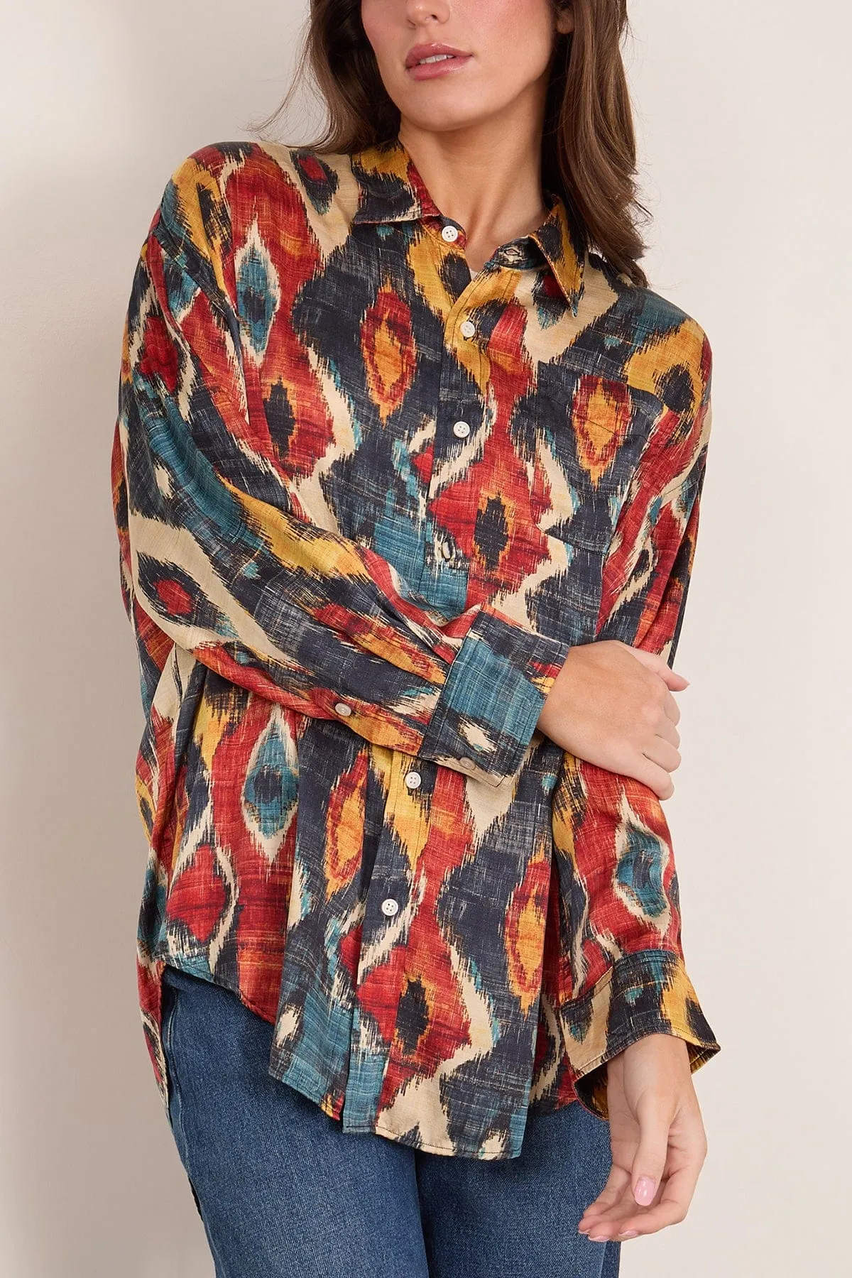 Drop Neck Shirt in Red Multicolor sold by Hampden Clothing product image thumbnail 3