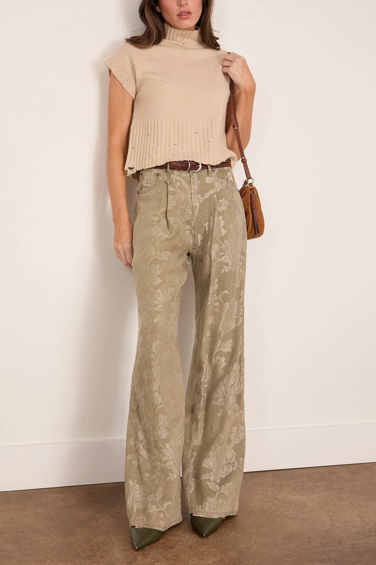 Damon Pleated Trouser in Olive Floral sold by Hampden Clothing product image thumbnail 2