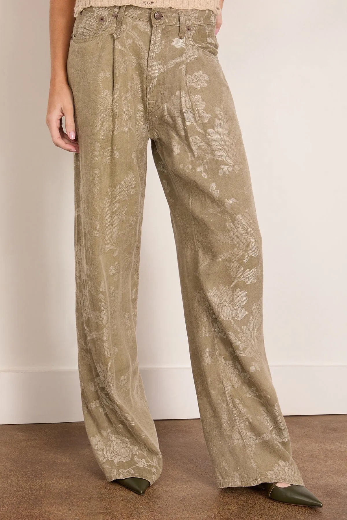 Damon Pleated Trouser in Olive Floral sold by Hampden Clothing product image thumbnail 3