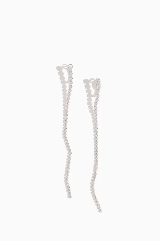 Diamond Shoulder Duster Earrings in 18k White Gold made by Stoned Fine Jewelry
