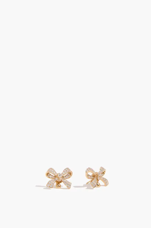 Diamond Bow Earring in 18k Yellow Gold made by Stoned Fine Jewelry