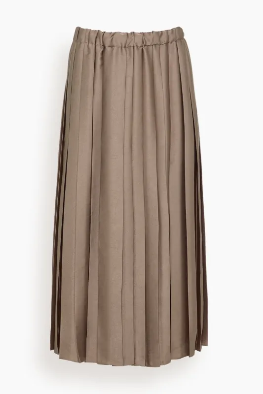 Feather Weight Pleated Skirt in Dark Stone sold by Hampden Clothing