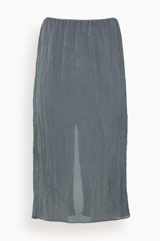 The Crinkle Slip Skirt in Dark Grey sold by Hampden Clothing