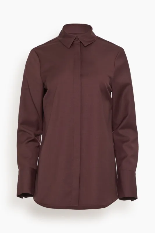 Philippa Wool Shirt in Mulberry made by A.EMERY