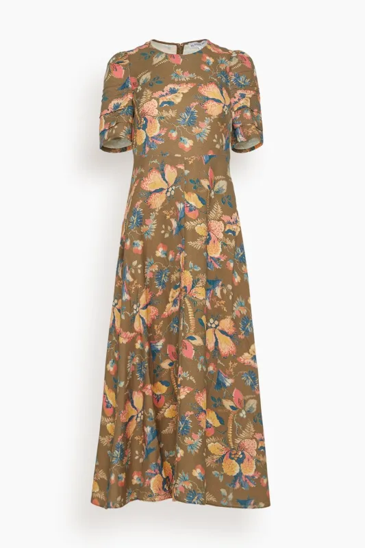 Casey Dress in Olive Floral sold by Hampden Clothing