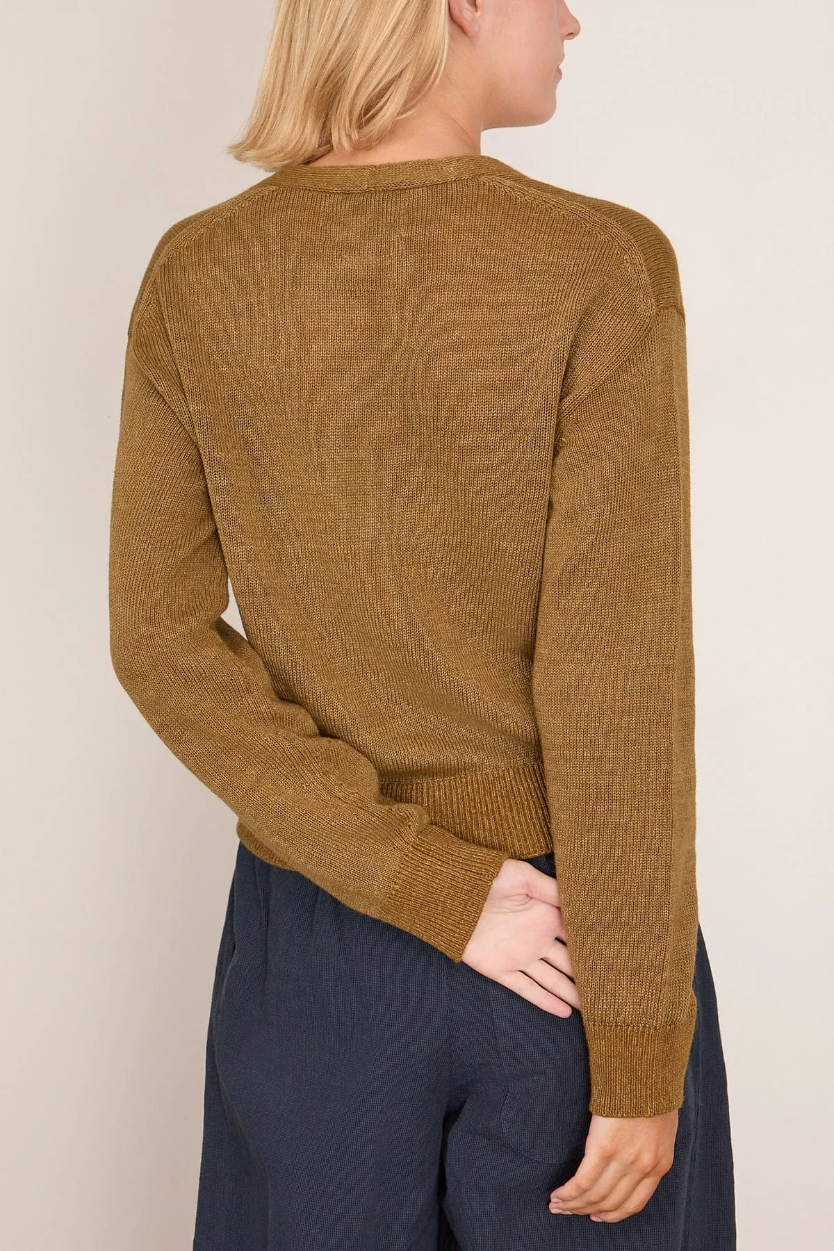 Wool Linen Patch Pocket Cardigan in Old Gold sold by Hampden Clothing product image thumbnail 4