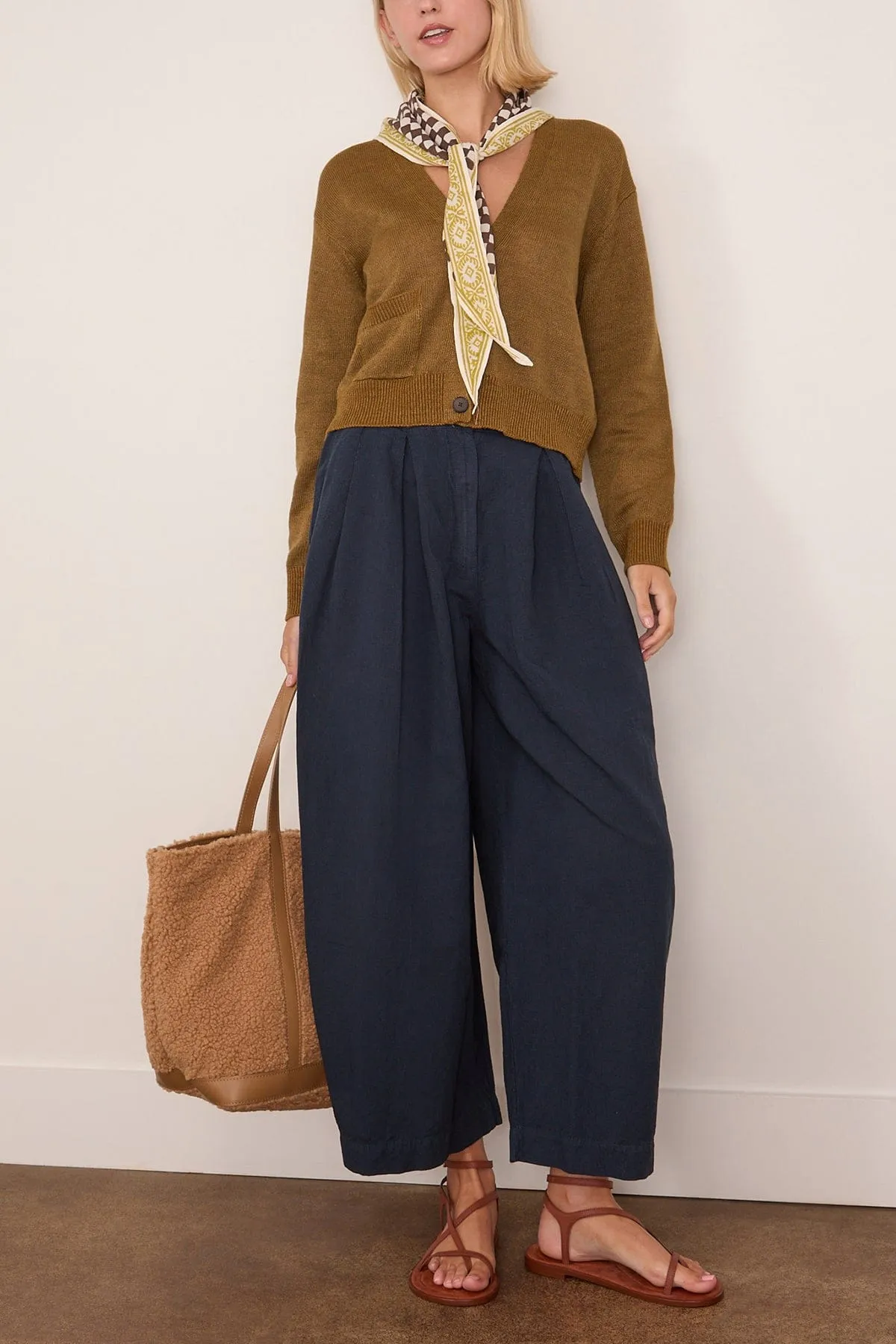 Wool Linen Patch Pocket Cardigan in Old Gold sold by Hampden Clothing product image thumbnail 2