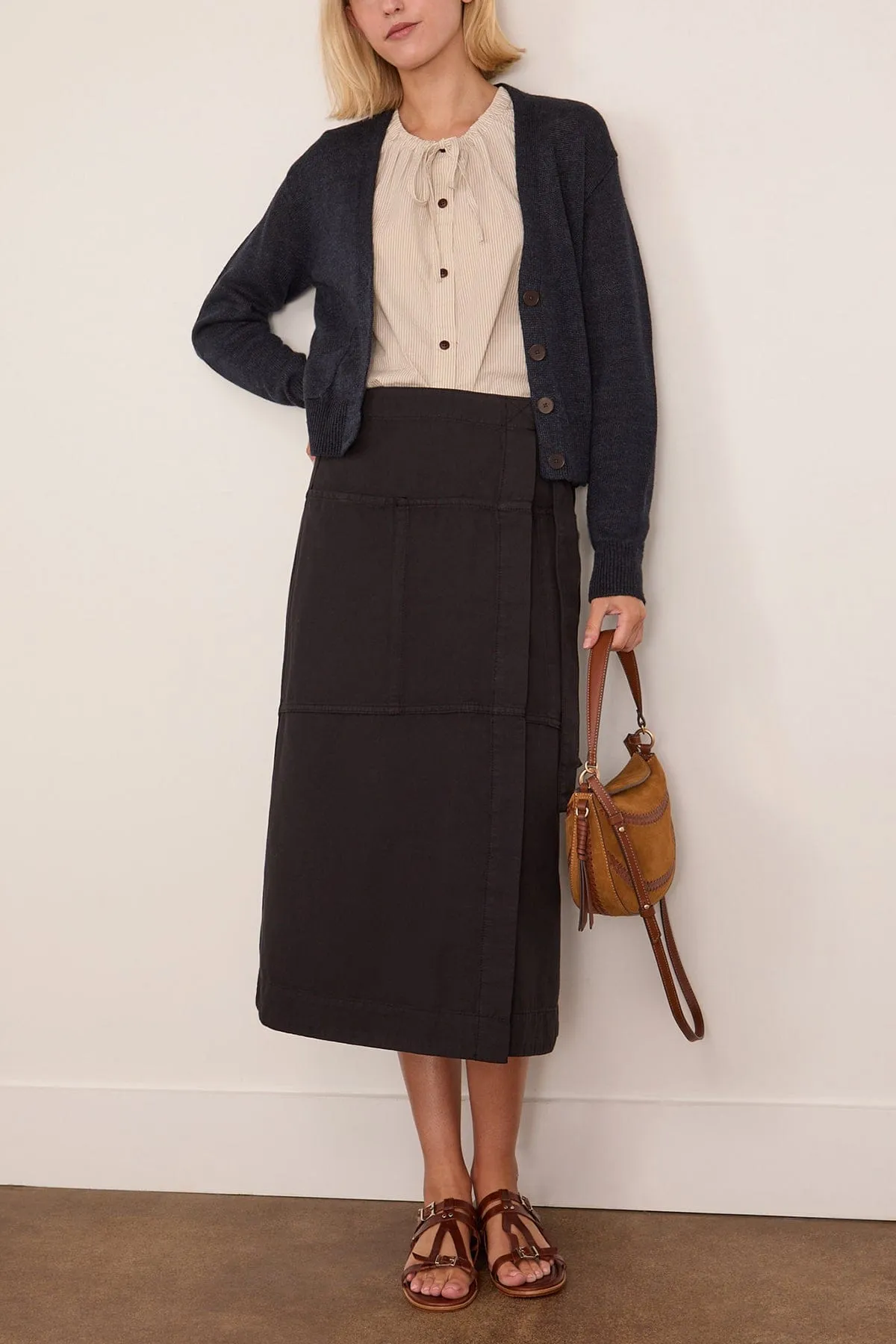 Wool Linen Patch Pocket Cardigan in Dark Navy sold by Hampden Clothing product image thumbnail 2