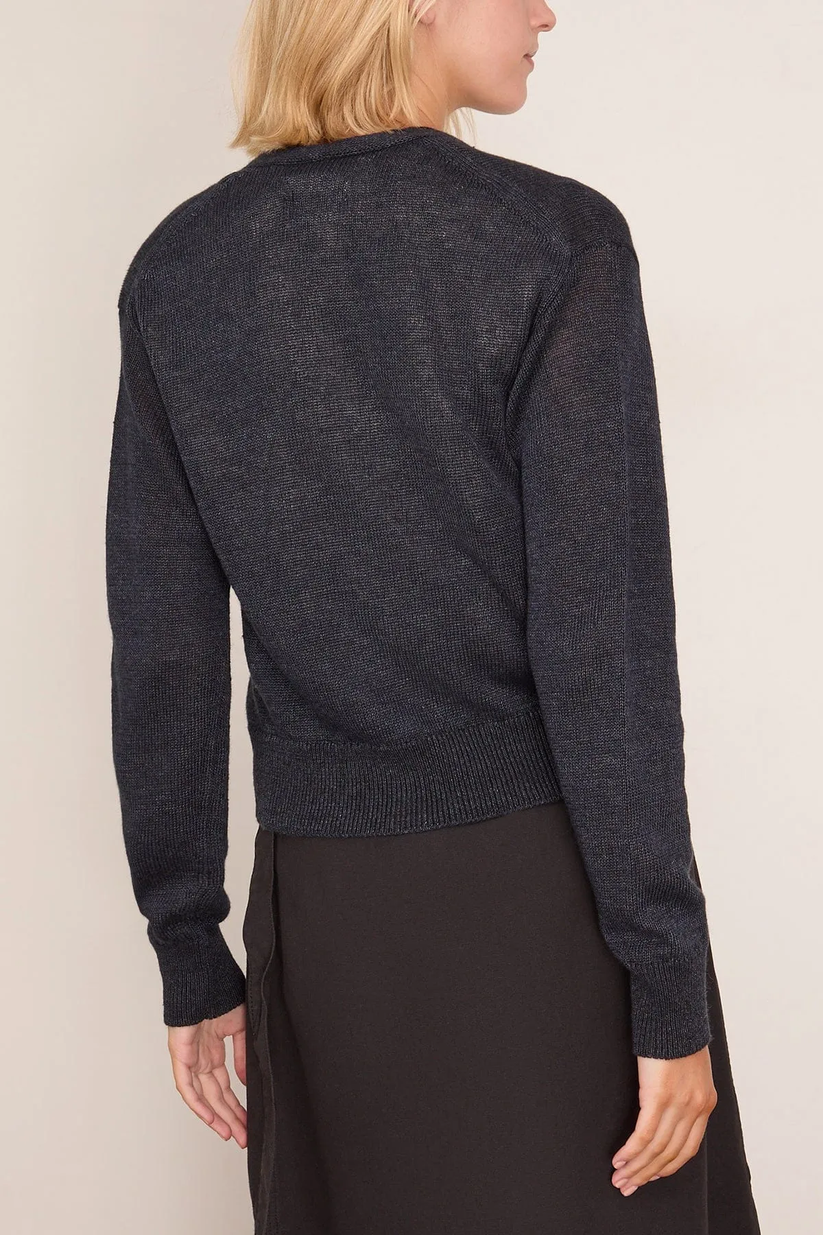 Wool Linen Patch Pocket Cardigan in Dark Navy sold by Hampden Clothing product image thumbnail 4