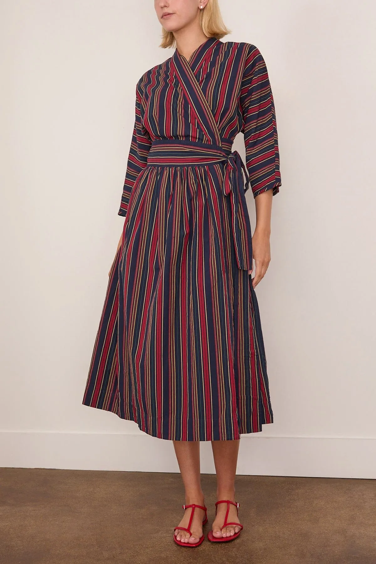 Pantry Stripe Wrap Dress in Provence Blue sold by Hampden Clothing product image thumbnail 3