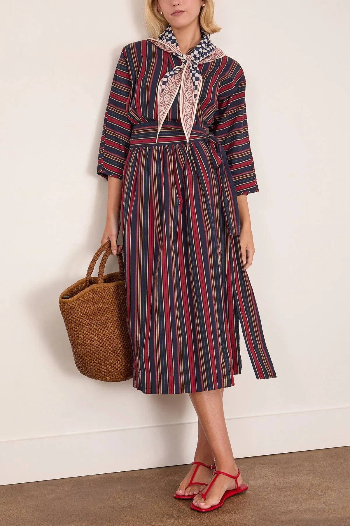 Pantry Stripe Wrap Dress in Provence Blue sold by Hampden Clothing product image thumbnail 2