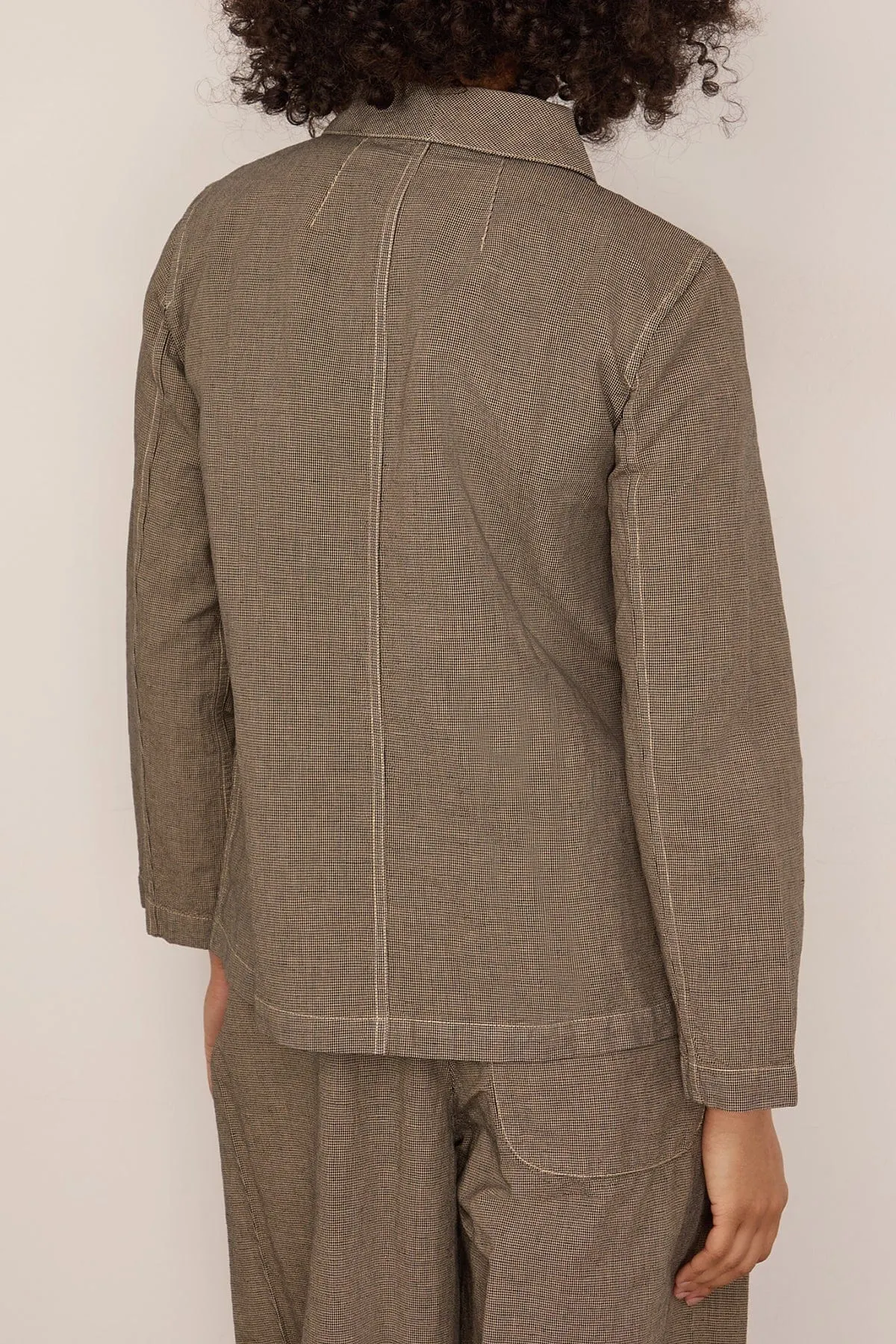 Hal Micro Houndstooth Cotton Linen Workwear Jacket in Vintage White/Black sold by Hampden Clothing product image thumbnail 4