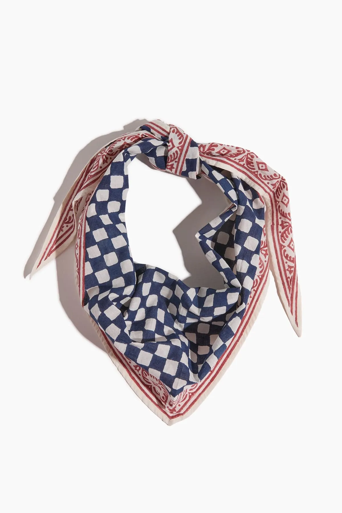 Block Print Cook Check Bandana in Provencal Blue sold by Hampden Clothing