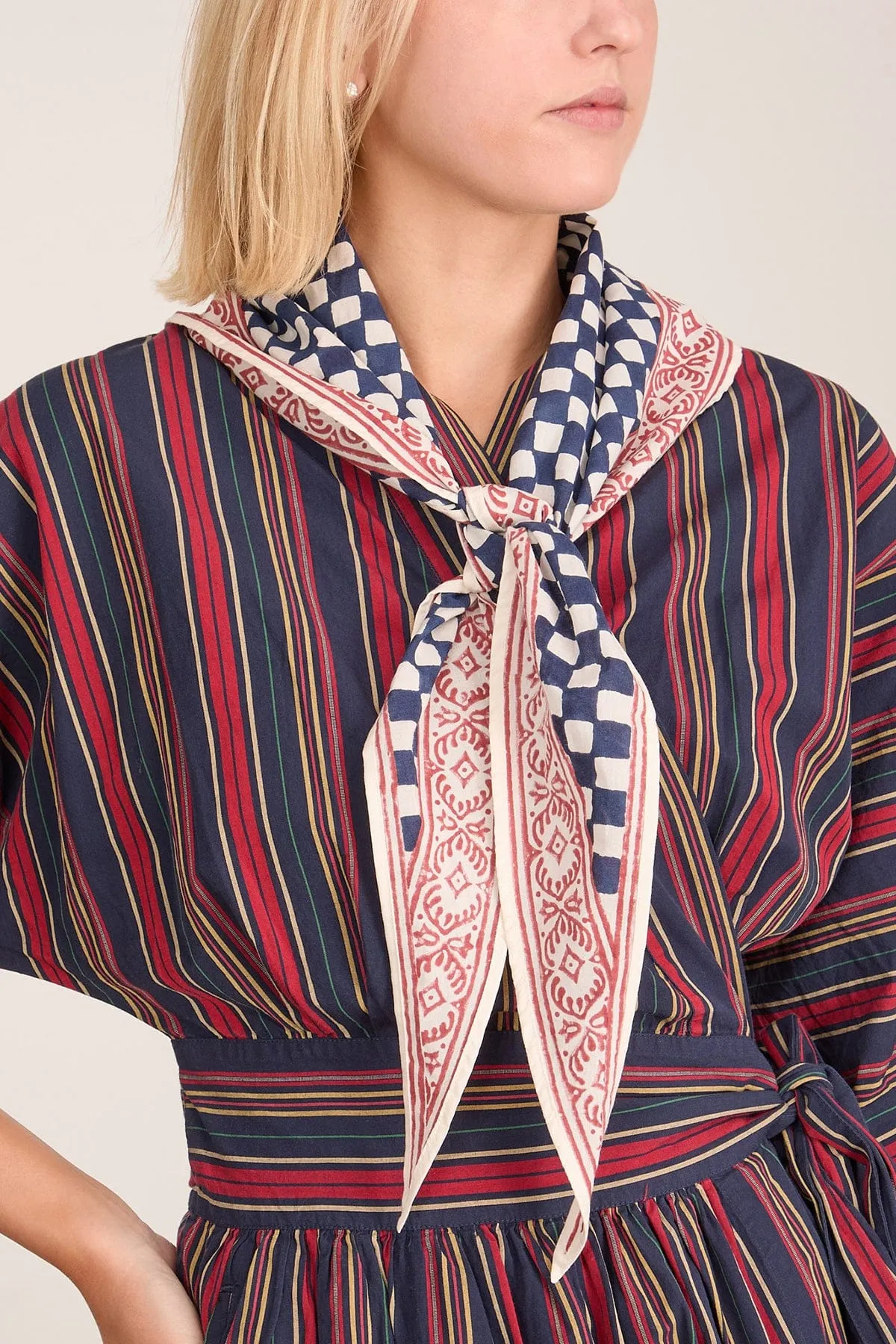 Block Print Cook Check Bandana in Provencal Blue sold by Hampden Clothing product image thumbnail 2