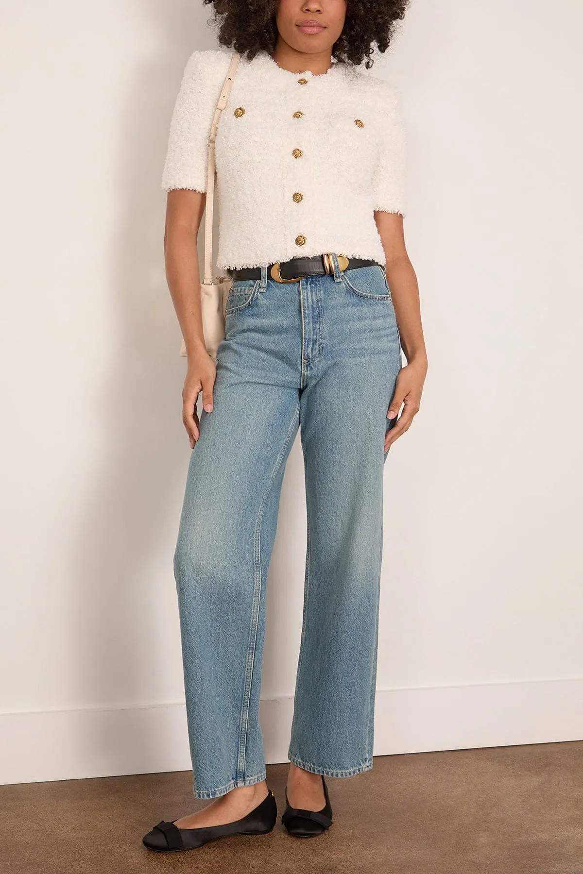 Light Knit Tweed Cardigan in White sold by Hampden Clothing product image thumbnail 2