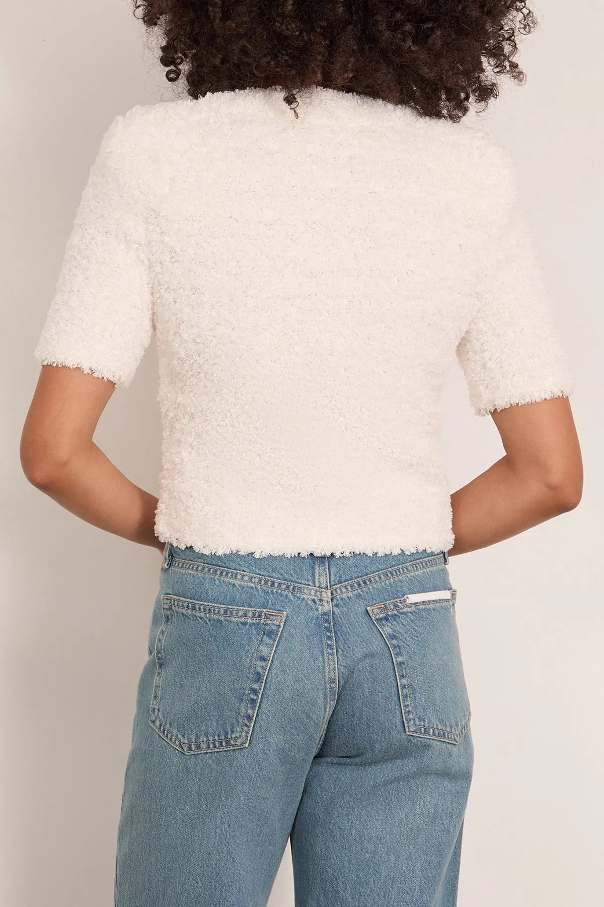 Light Knit Tweed Cardigan in White sold by Hampden Clothing product image thumbnail 4