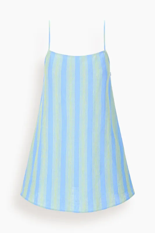 Laura Linen Mini Dress in Seaport Stripe made by STAUD