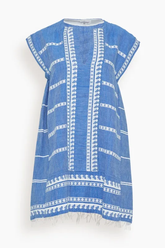 Elina Caftan in Tebibi Blue made by lemlem