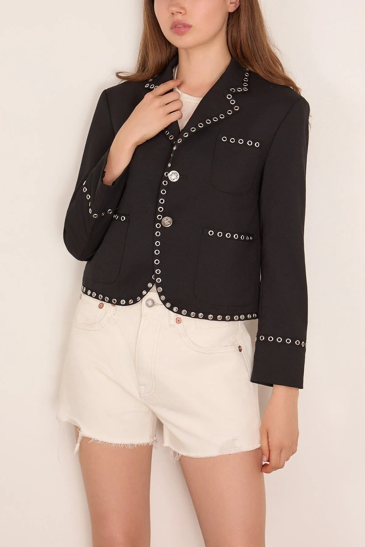 Cropped Blazer in Black sold by Hampden Clothing product image thumbnail 3