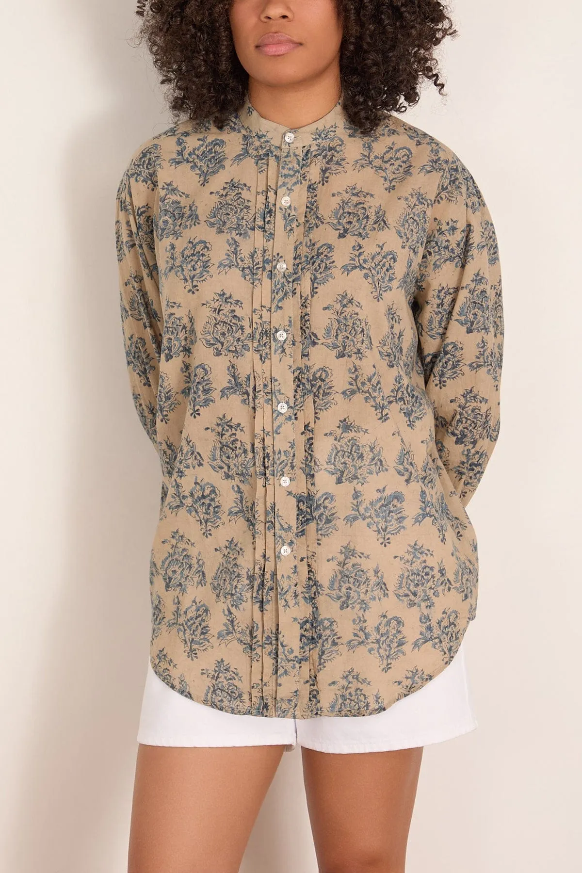 Pleated Front Shirt in Blue with White Floral sold by Hampden Clothing product image thumbnail 3
