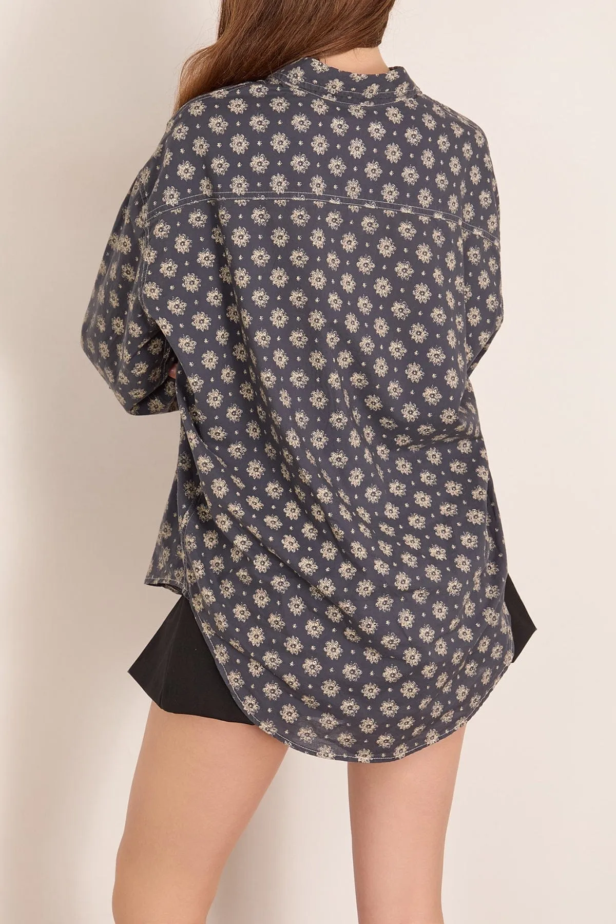 Pintuck Dropneck Shirt in Airy Indigo Blossom sold by Hampden Clothing product image thumbnail 4