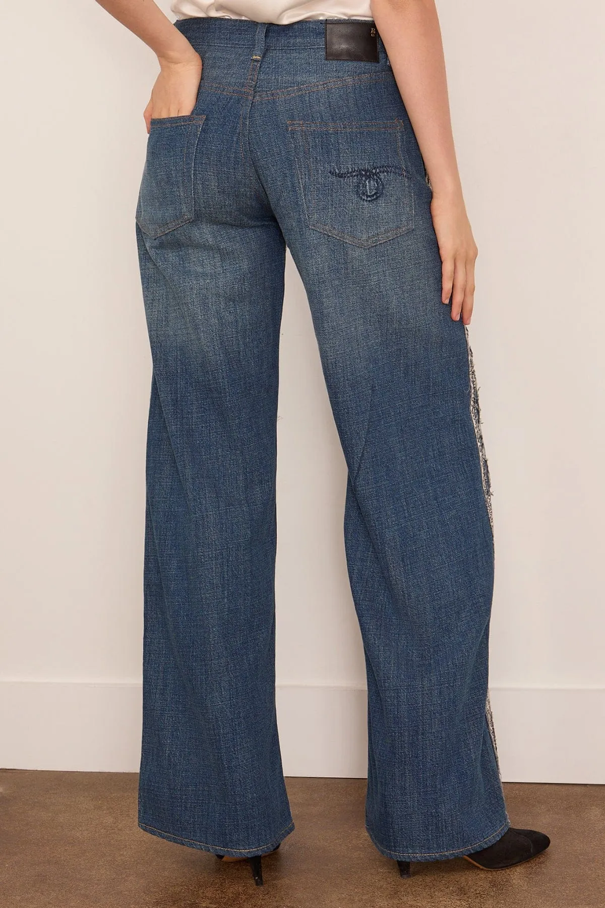 D'Arcy Flare Jean in Blue Bandana Applique sold by Hampden Clothing product image thumbnail 4