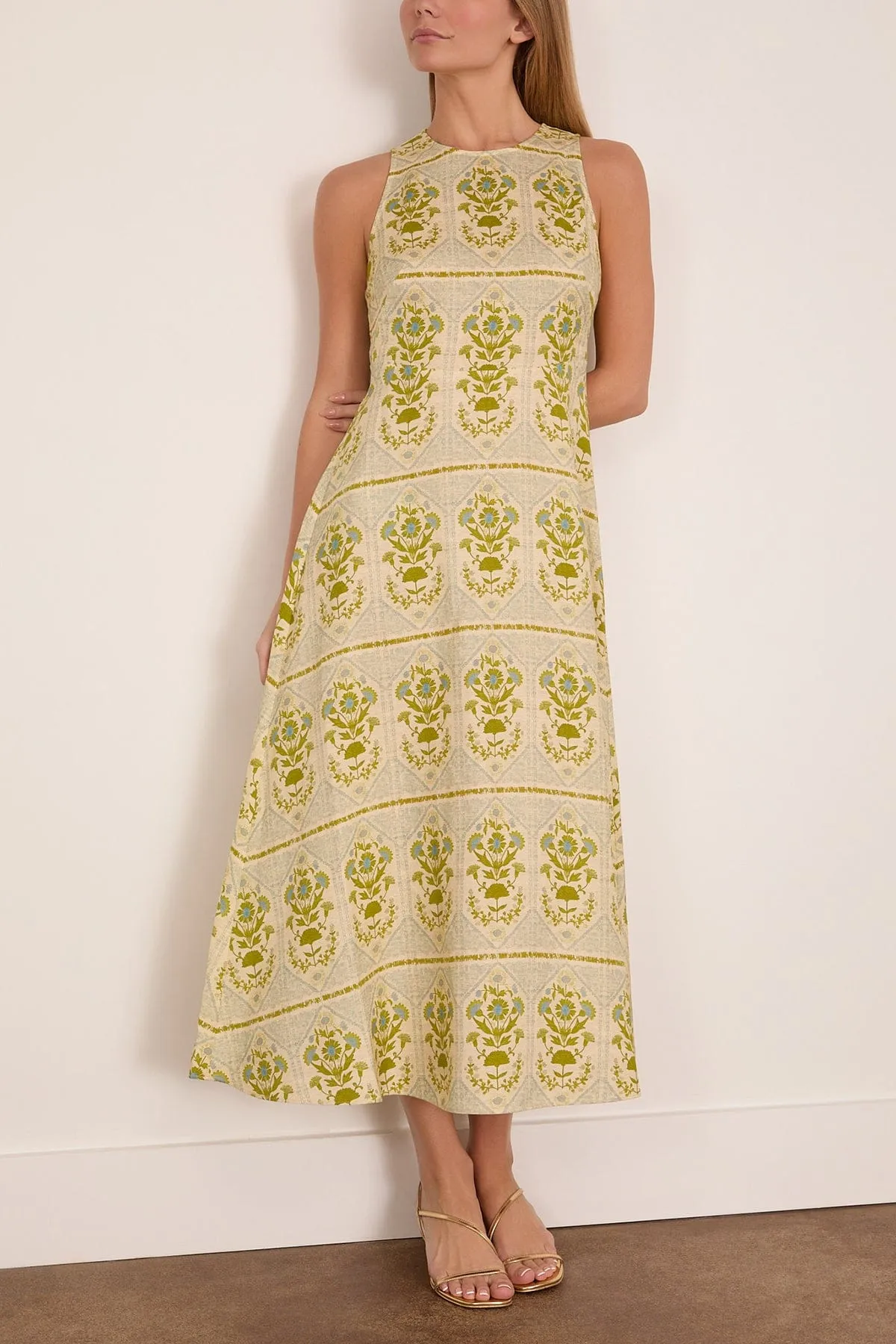 Faith Dress in Green Trellis sold by Hampden Clothing product image thumbnail 3