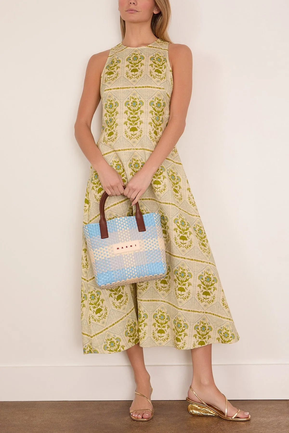 Faith Dress in Green Trellis sold by Hampden Clothing product image thumbnail 2