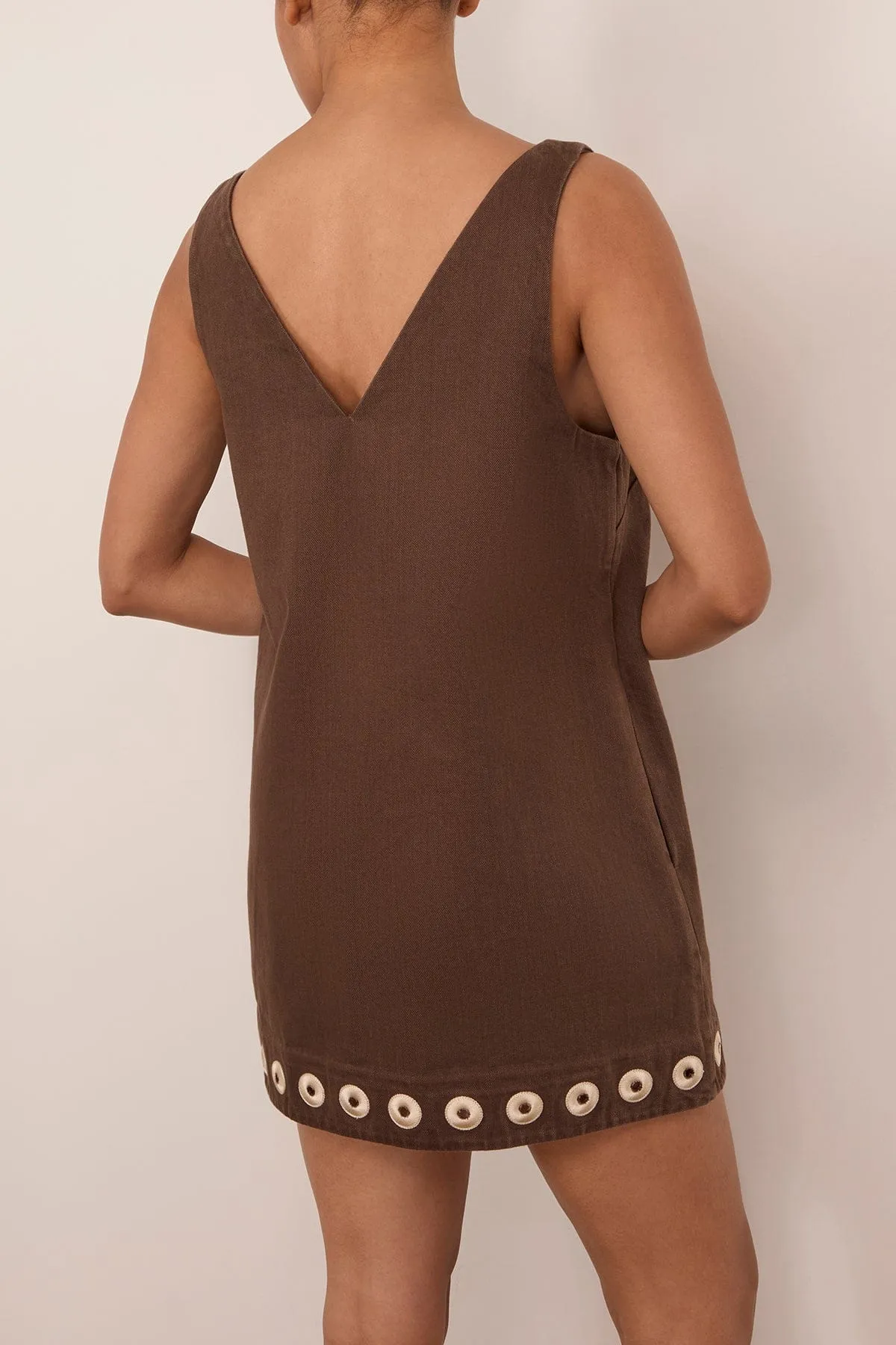 Tobe Denim Mini Dress in Chocolate sold by Hampden Clothing product image thumbnail 4