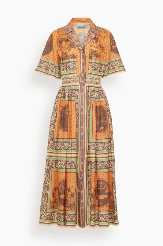 Alberta Smocked Shirtdress in Multi made by Hampden Clothing