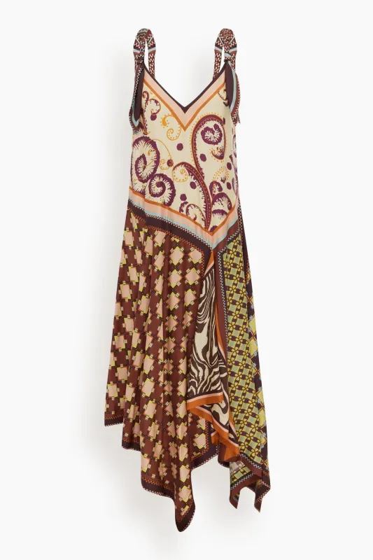 Wilson Silk Midi Dress in Multi sold by Hampden Clothing