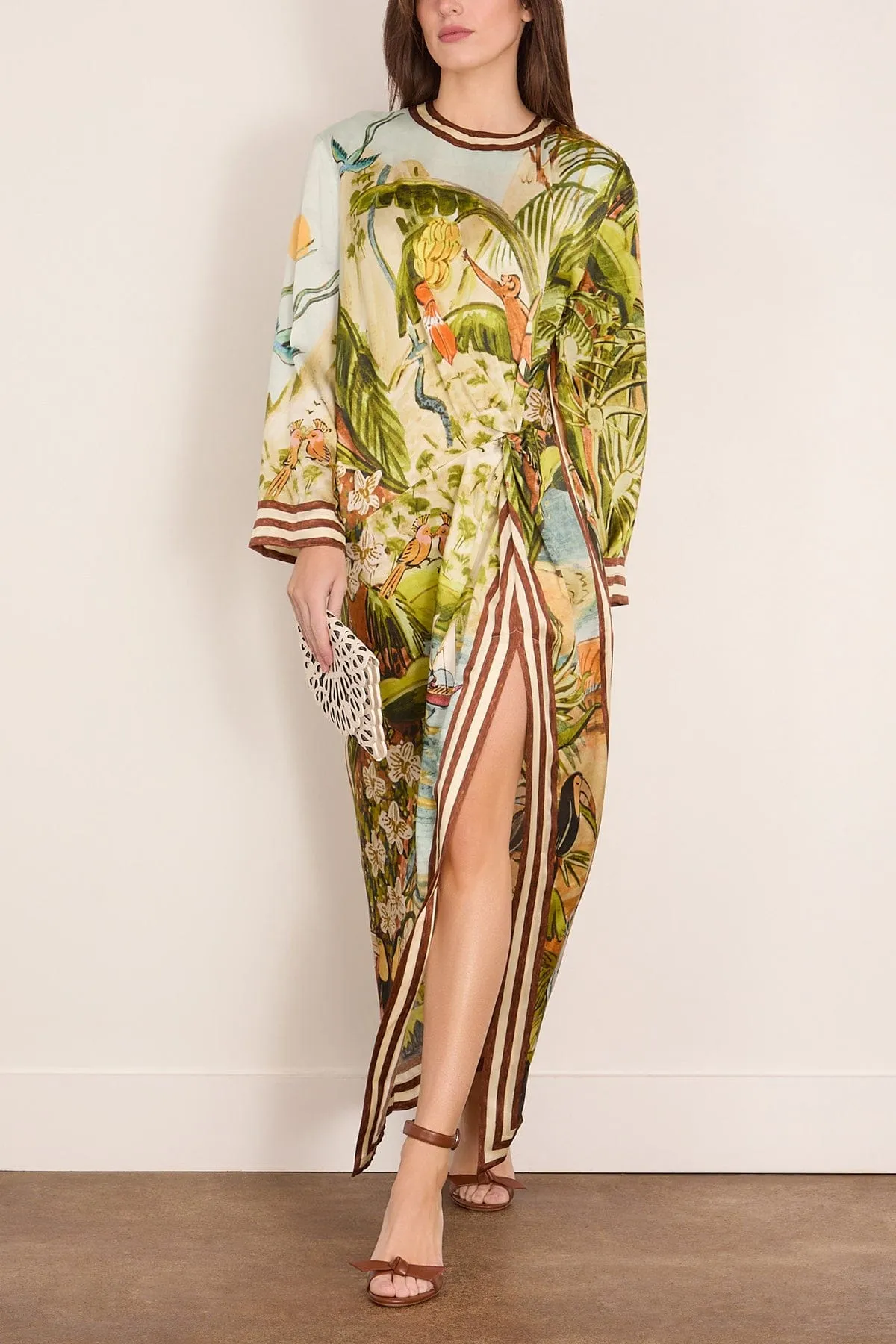 Toucan Tango Silk Midi Dress in Multi sold by Hampden Clothing product image thumbnail 2