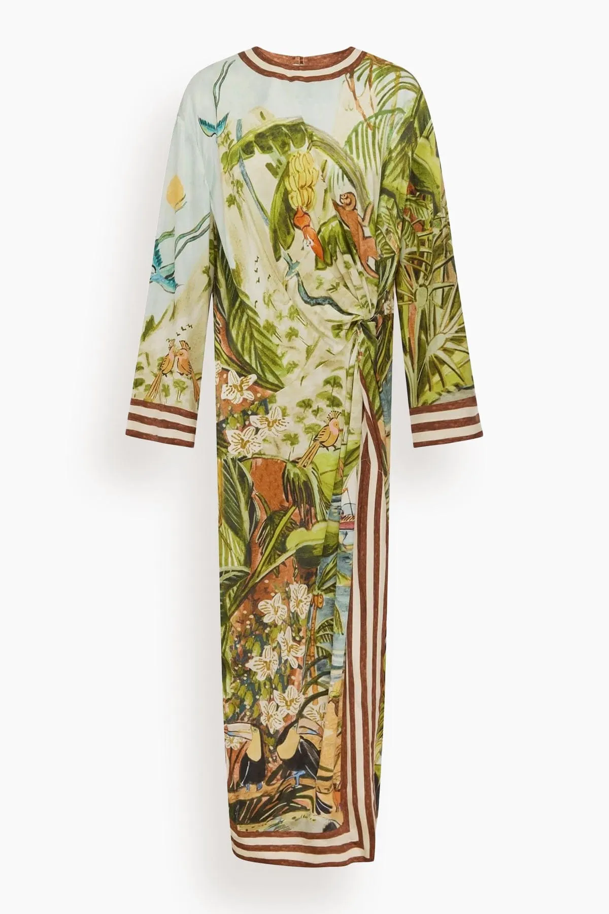 Toucan Tango Silk Midi Dress in Multi sold by Hampden Clothing