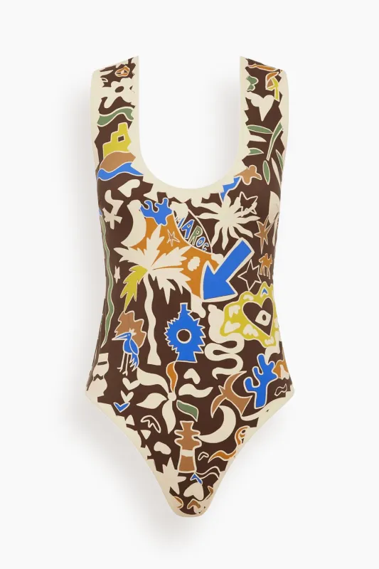 Maroc Scoop Neck One Piece in Multi made by Alemais