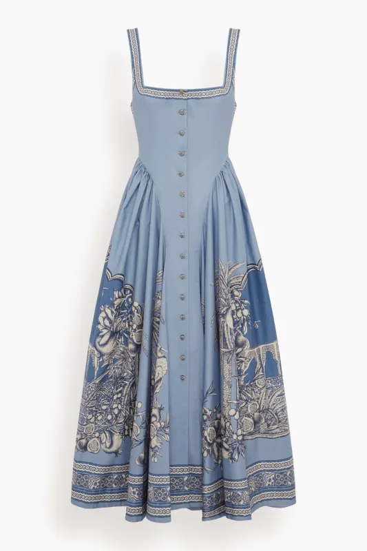 Villa Romantica Midi Dress in Blue made by Alemais