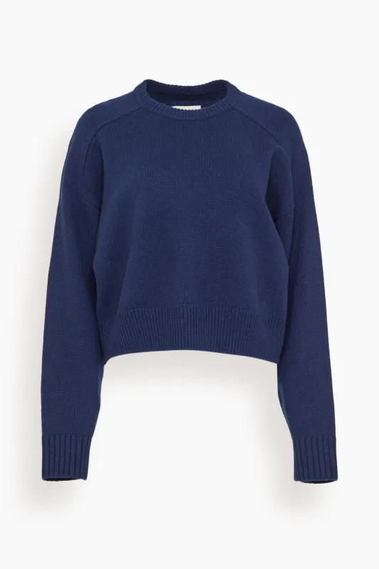 Bruzzi Cropped Sweater in Navy made by Loulou De Saison