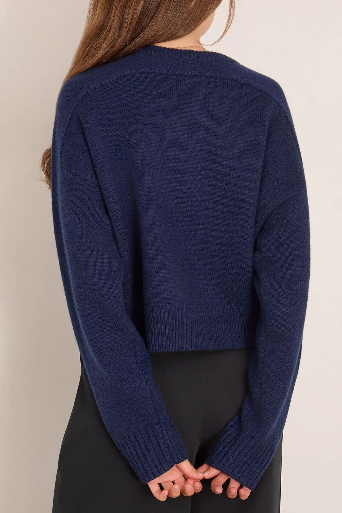 Bruzzi Cropped Sweater in Navy sold by Hampden Clothing product image thumbnail 4