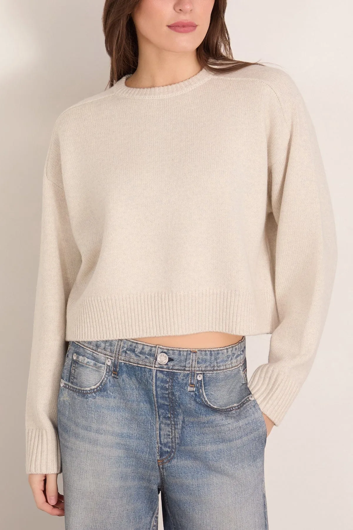 Bruzzi Cropped Sweater in Light Grey Melange sold by Hampden Clothing product image thumbnail 3