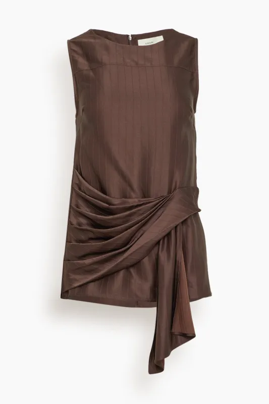 Fonda Draped Asymmetric Top in Dark Brown made by Loulou De Saison