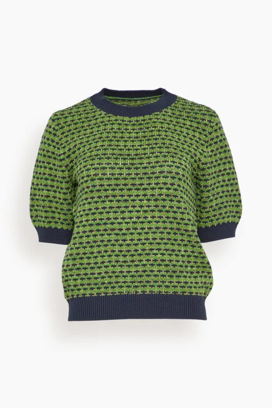 Jacquard Knitted Cotton Top in Green Multi made by TOAST