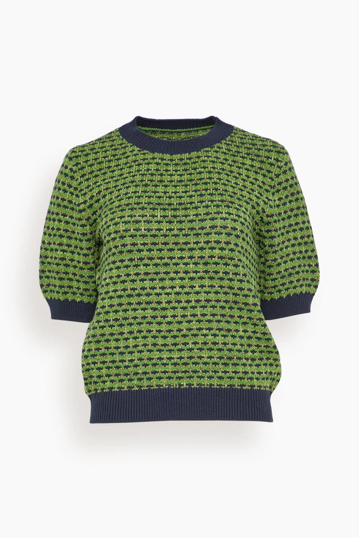 Jacquard Knitted Cotton Top in Green Multi sold by Hampden Clothing