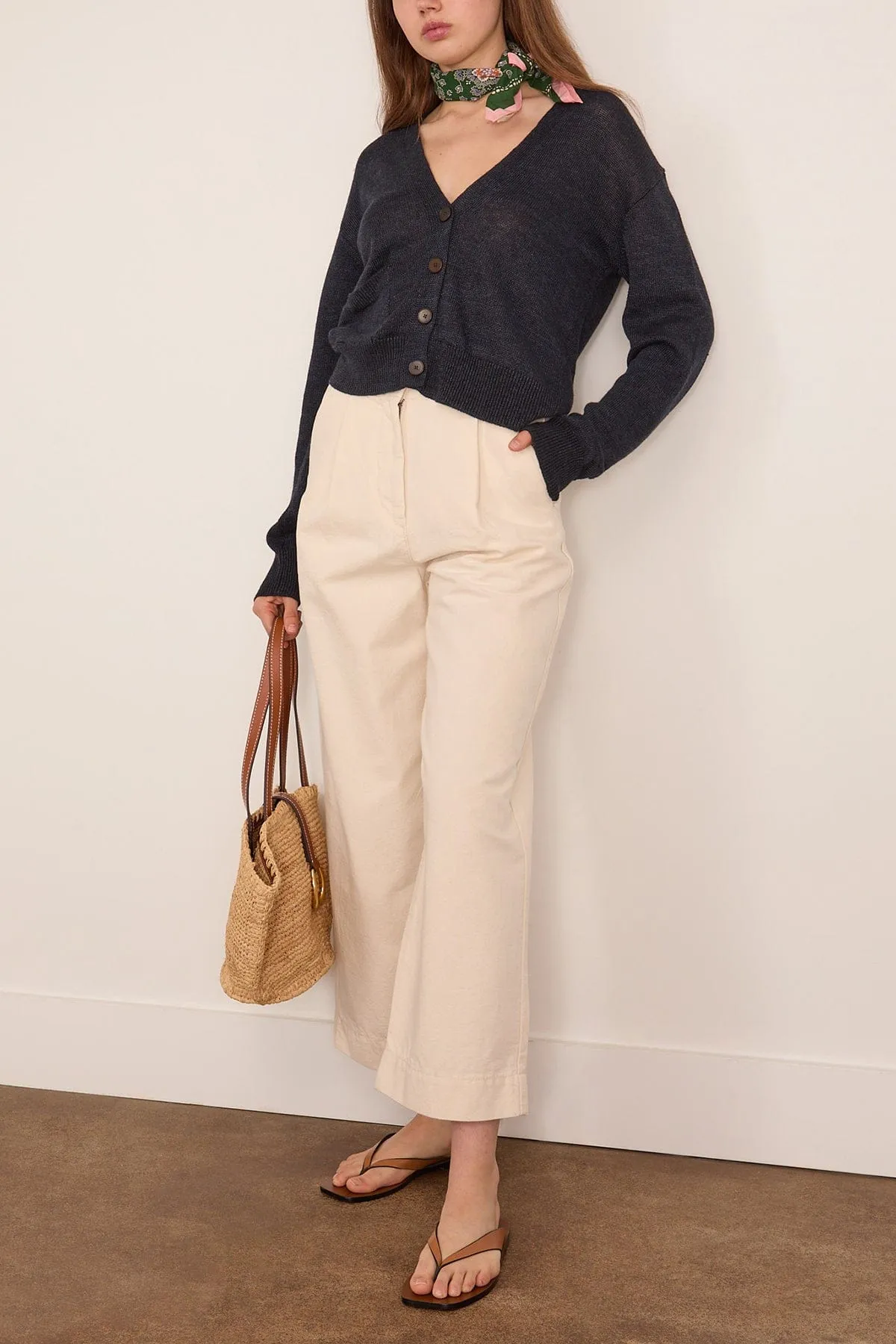 Pleat Front Cotton Trousers in Natural sold by Hampden Clothing product image thumbnail 2
