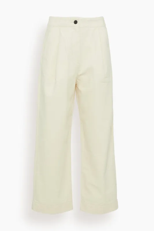 Pleat Front Cotton Trousers in Natural made by TOAST