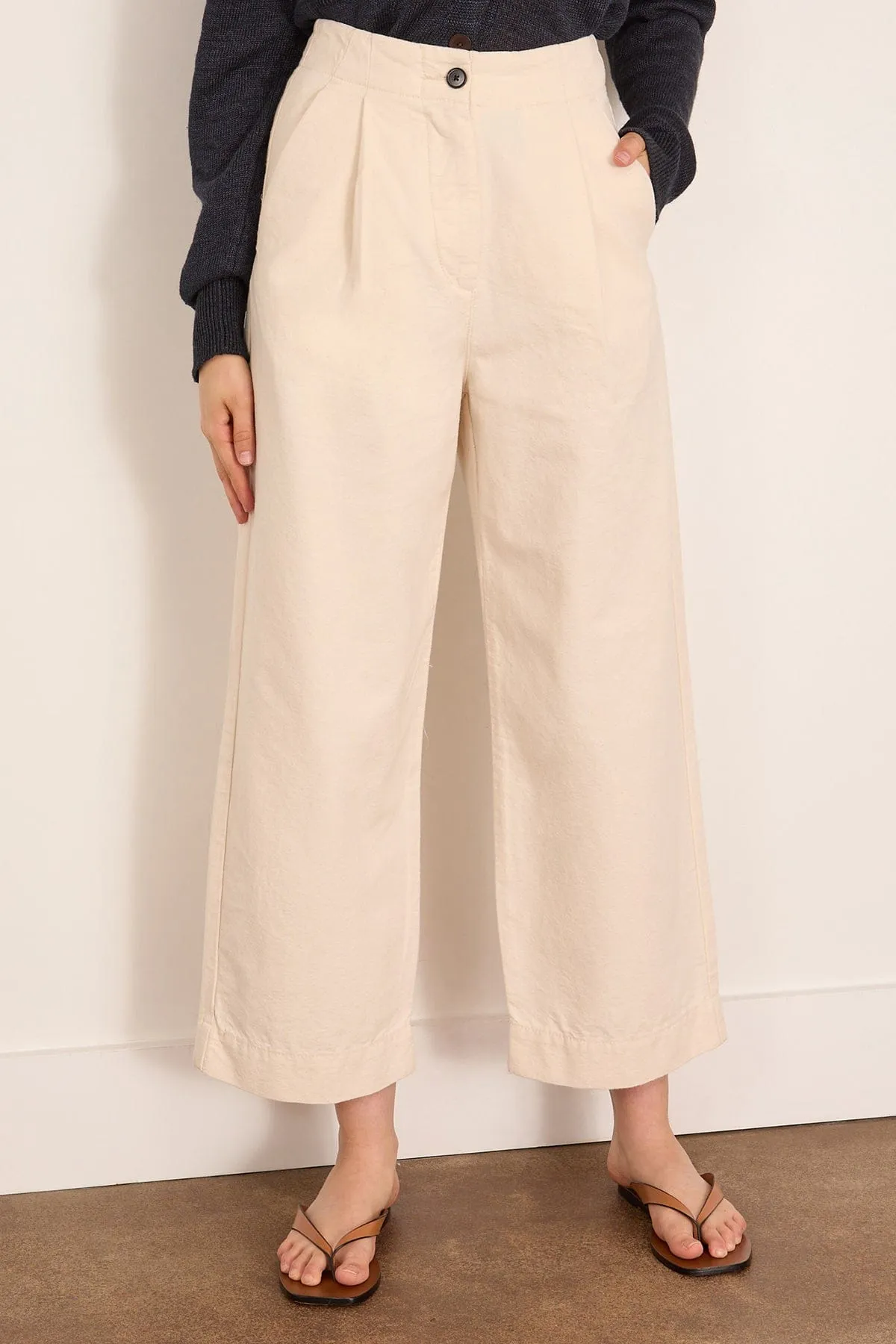 Pleat Front Cotton Trousers in Natural sold by Hampden Clothing product image thumbnail 3