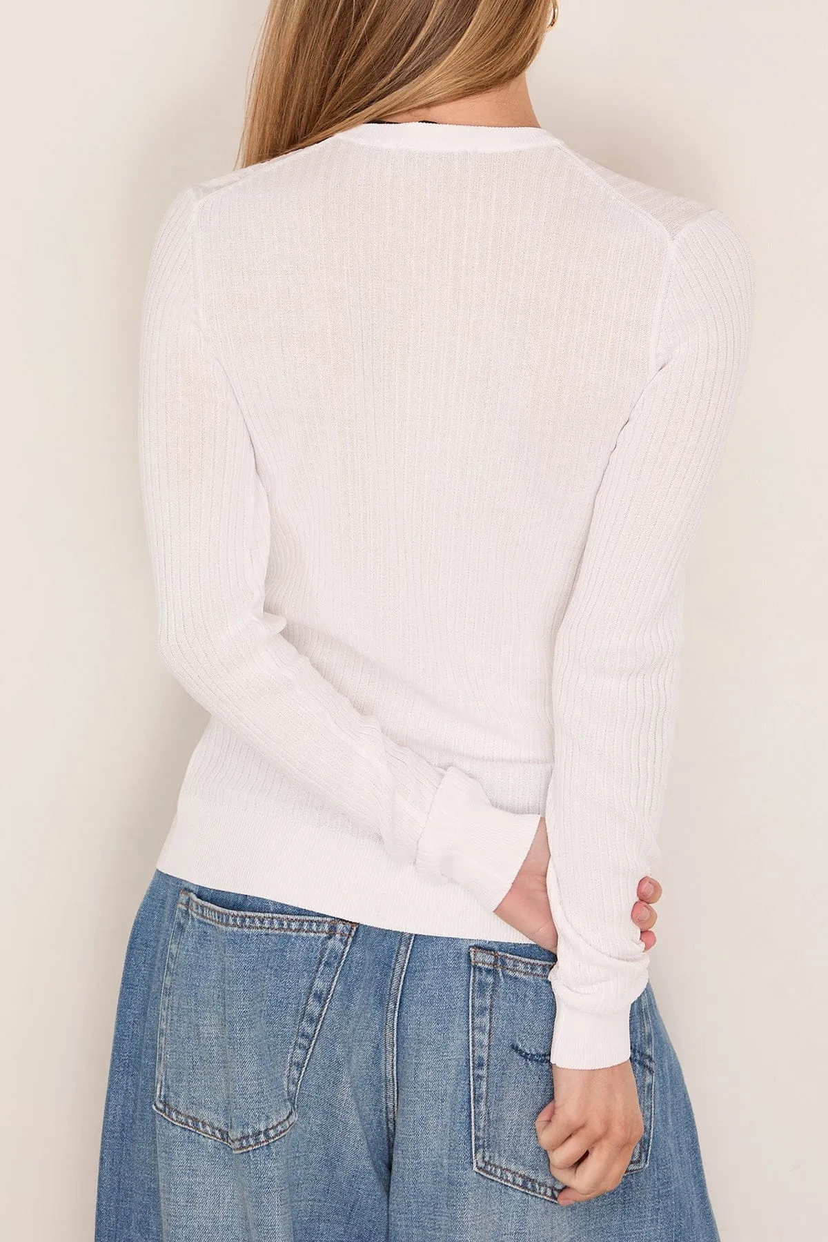 Ribbed Sweater Slim Cardigan in White sold by Hampden Clothing product image thumbnail 4