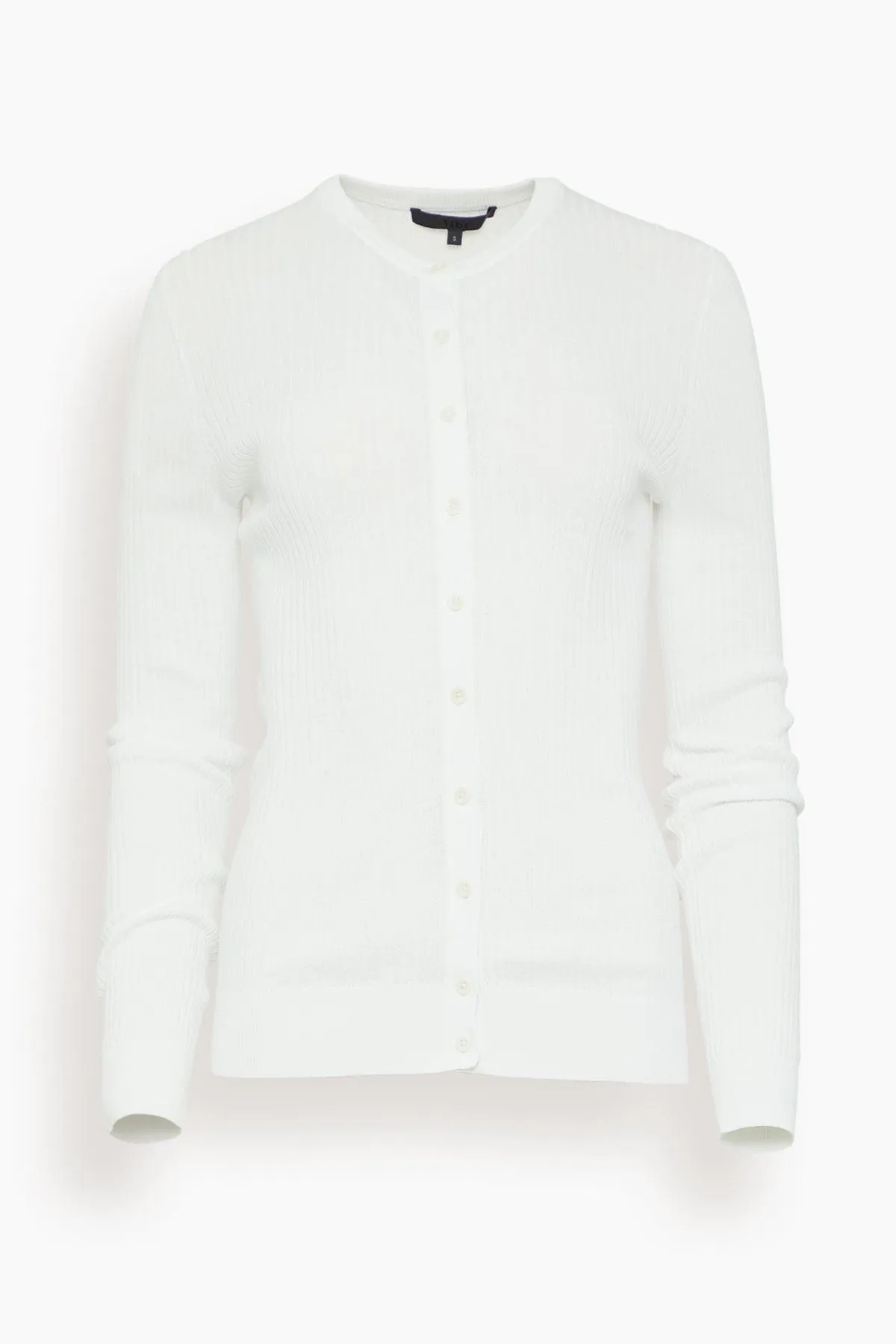 Ribbed Sweater Slim Cardigan in White sold by Hampden Clothing