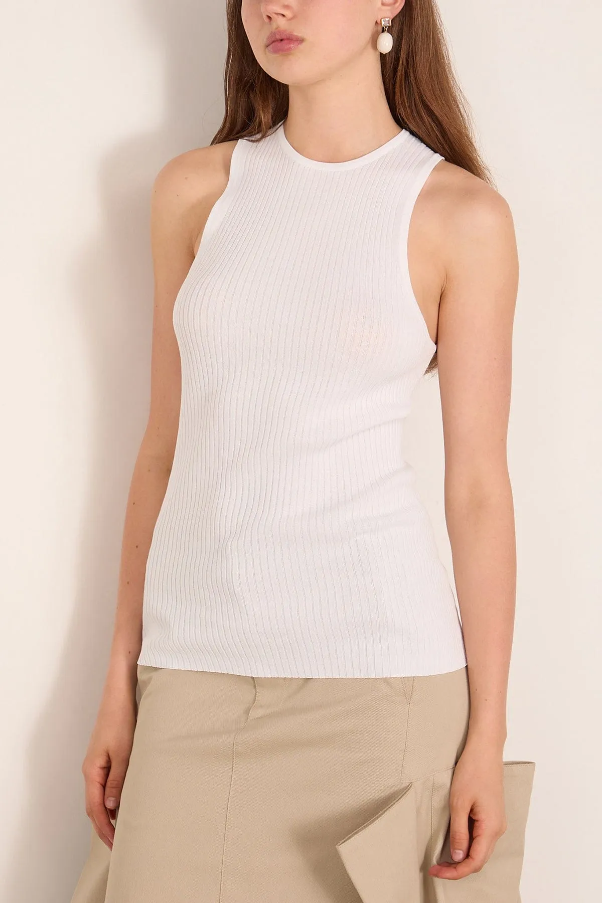Ribbed Sweater Cut Out Tank in White sold by Hampden Clothing product image thumbnail 3