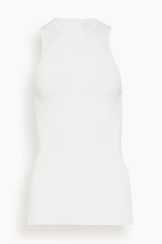 Ribbed Sweater Cut Out Tank in White made by Tibi