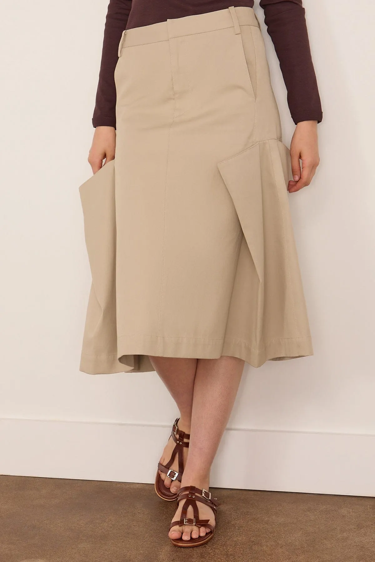Luxe Spring Tucked Pleat Skirt in Taupe sold by Hampden Clothing product image thumbnail 3